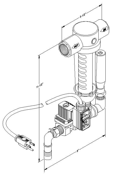 The Auto-Flush system overall Dimensions